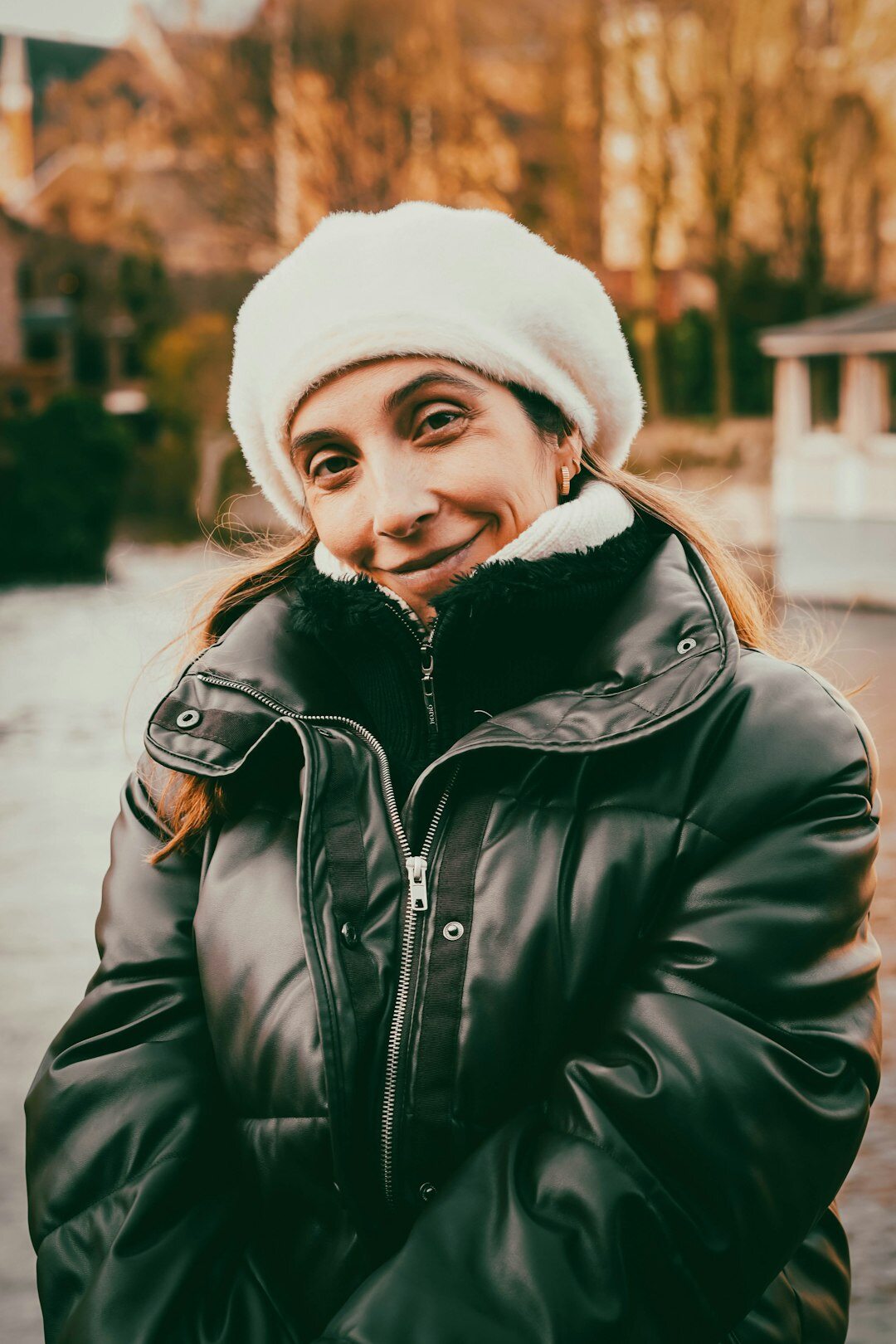 Studio portrait of a Belgian woman content strategist smiling